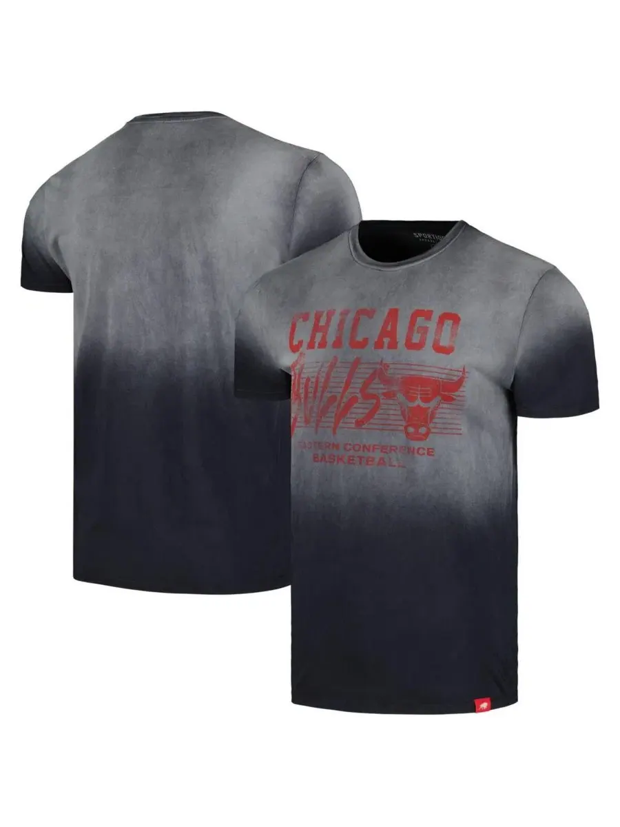 Футболка с принтом Bingham Sun-Fade, Chicago Bulls Sportiqe — черный