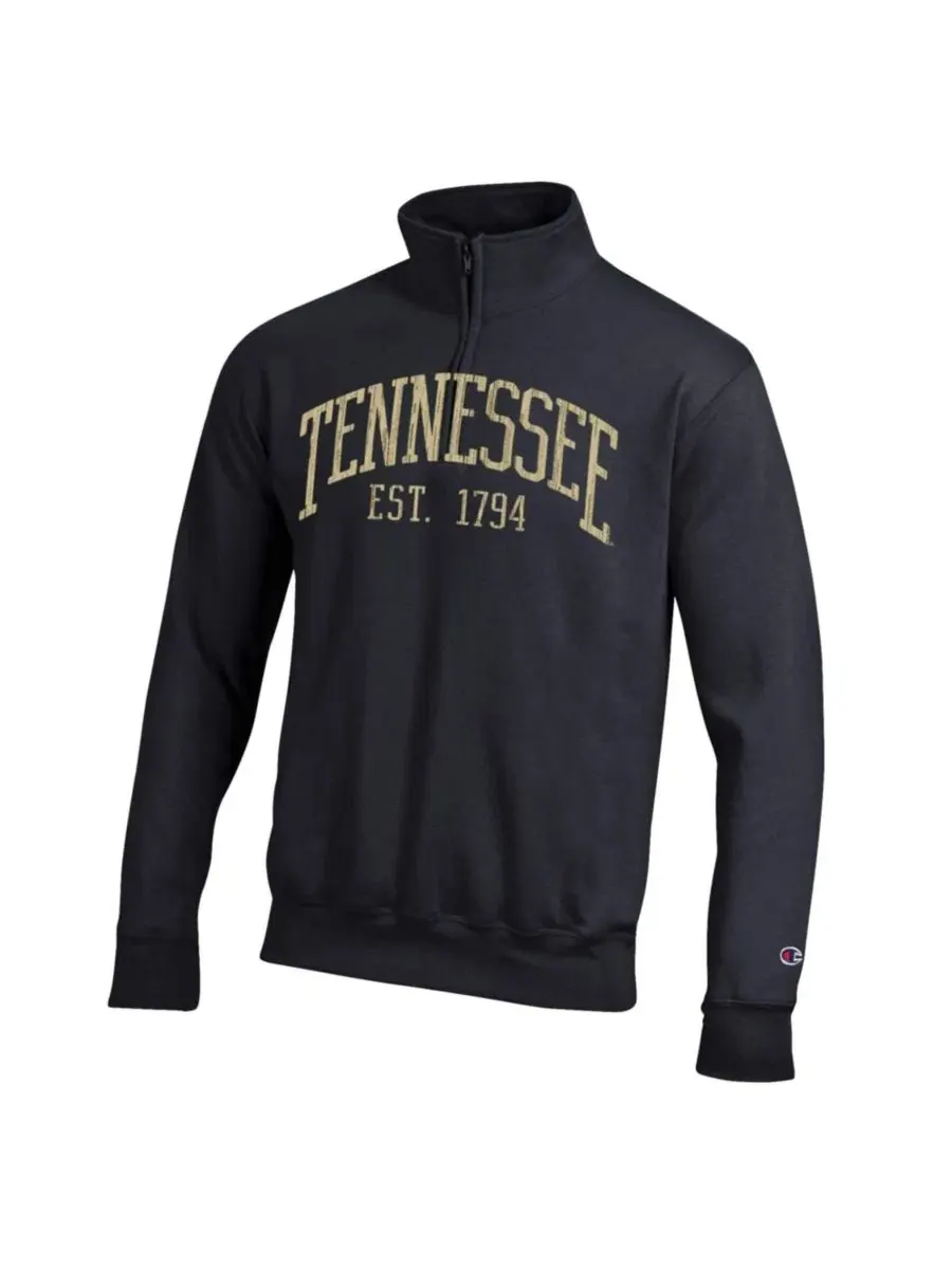 Мужской свитшот с четверть-молнией и принтом Tennessee Volunteers Champion — изображение 2 из 3, черный