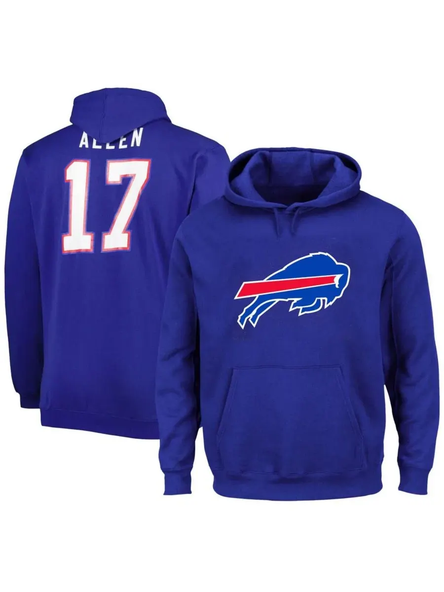 Толстовка с капюшоном на флисе с принтом Josh Allen Fanatics — изображение 1 из 3, королевский