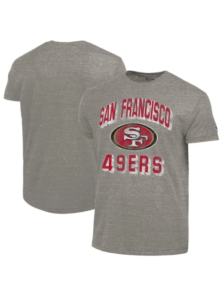 Футболка с принтом Ultimate Tri-Blend San Francisco 49ers Champion — изображение 1 из 3, темно-серый