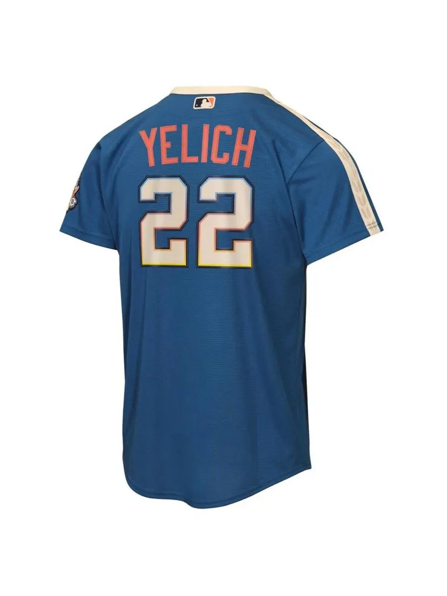 Детская футболка-джерси Nike Christian Yelich Gray Milwaukee Brewers 2026 City Connect Stadium — изображение 3 из 3, серый