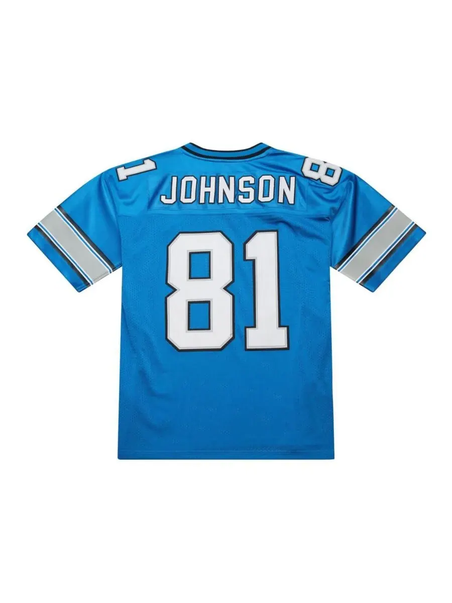Mitchell & Ness Мужская синяя футболка Calvin Johnson Detroit Lions 2007 года, аутентичная, в стиле — изображение 2 из 3