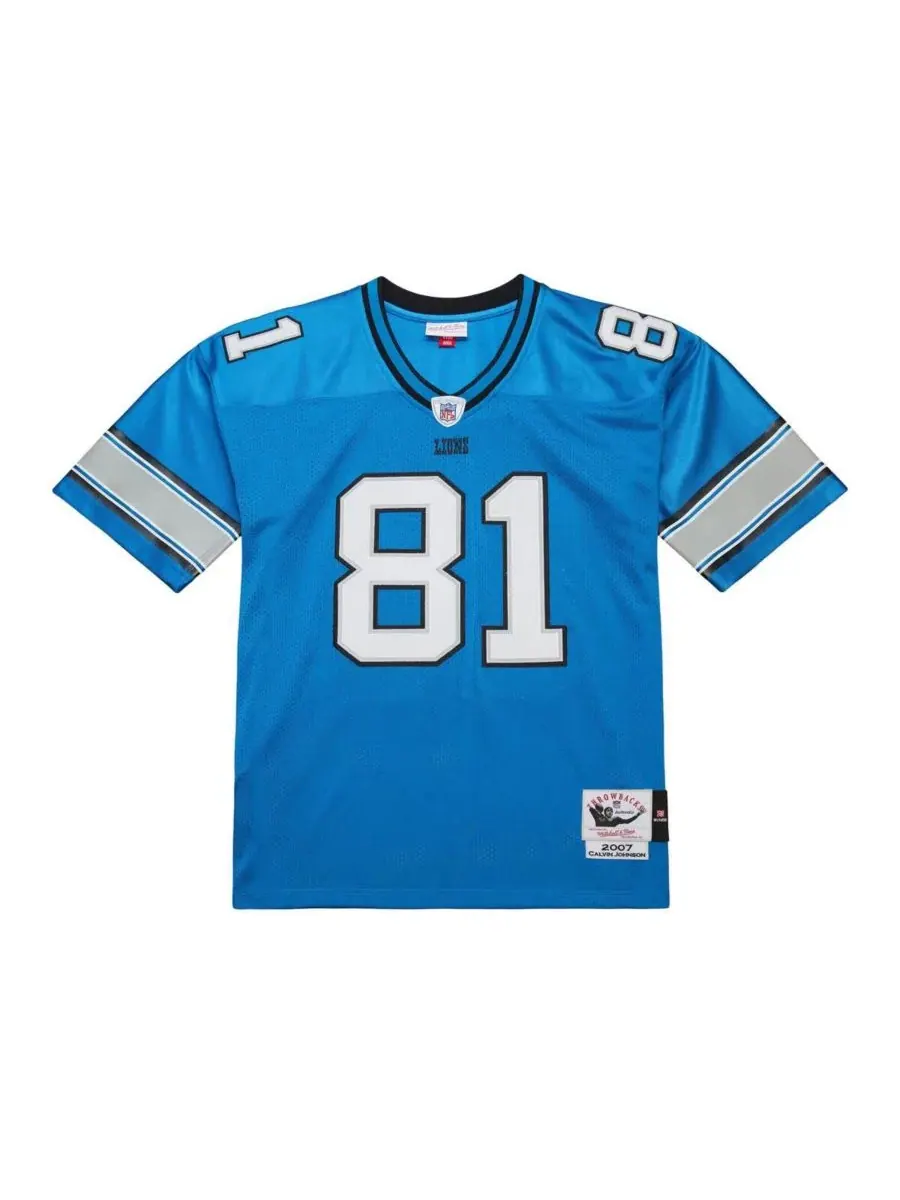 Mitchell & Ness Мужская синяя футболка Calvin Johnson Detroit Lions 2007 года, аутентичная, в стиле — изображение 3 из 3
