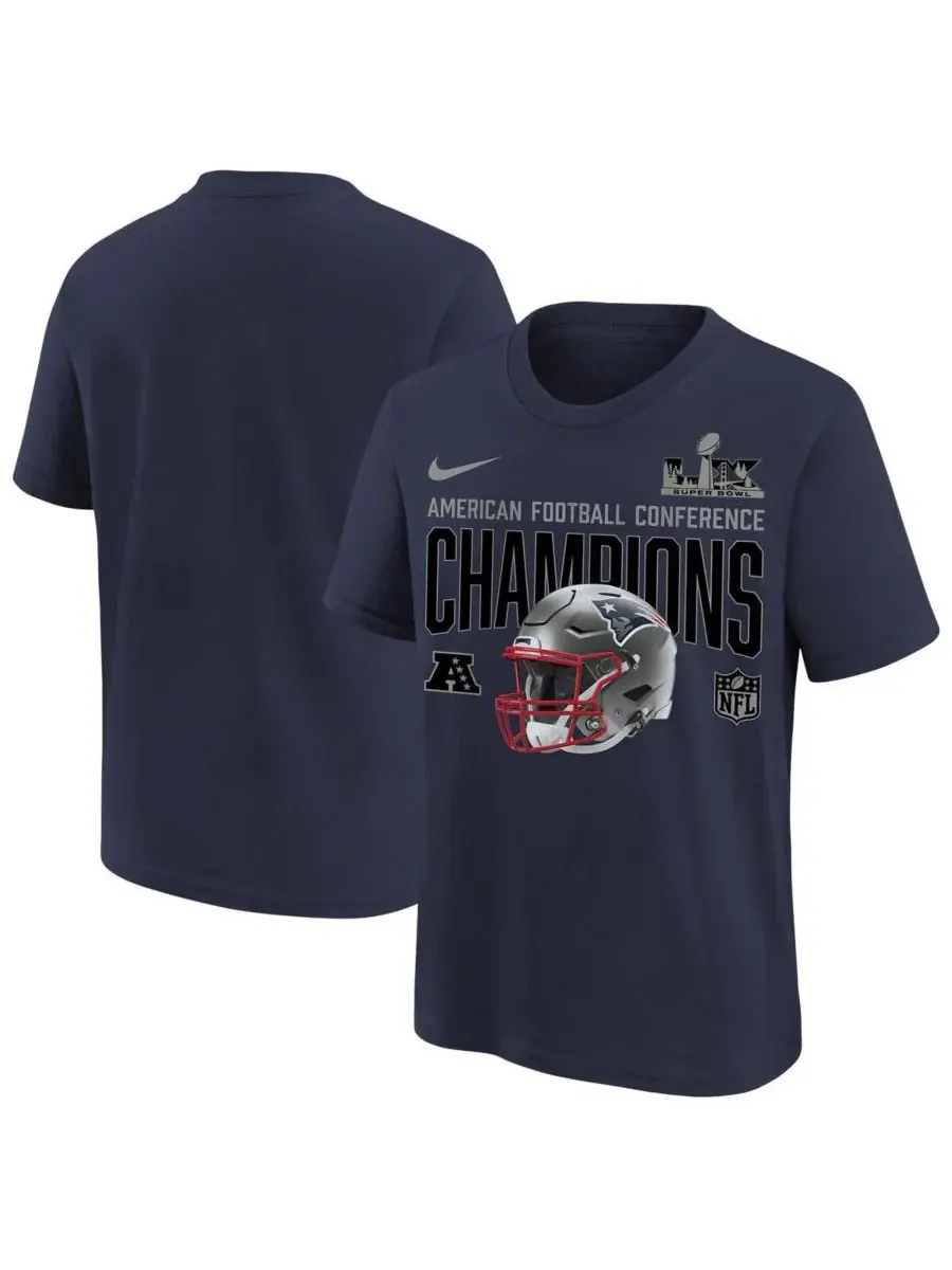 Nike Футболка с изображением шлема New England Patriots 2025 AFC Champions Glory Shield для — изображение 1 из 3, темно-синий