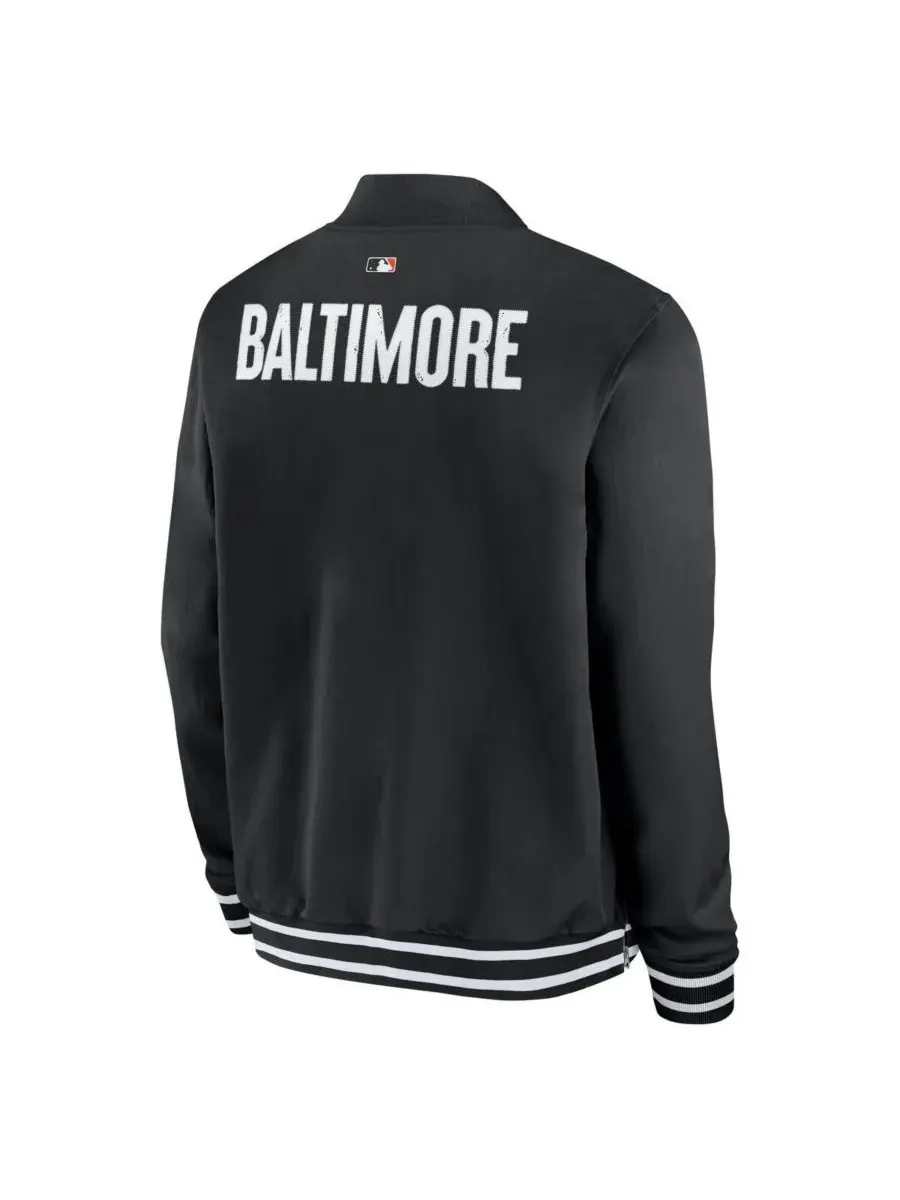 Nike Мужская черная куртка-бомбер на молнии Baltimore Orioles Authentic Collection City Connect — изображение 3 из 3, черный