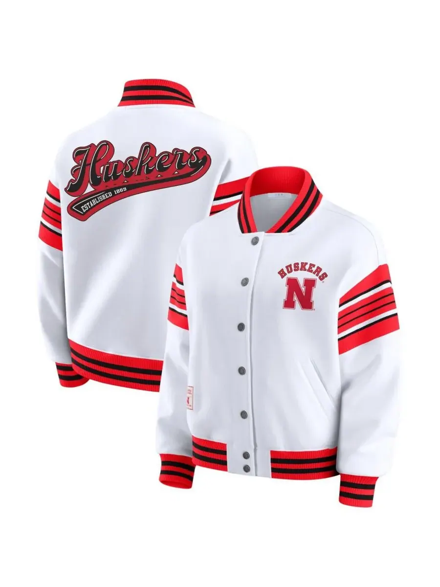 WEAR by Erin Andrews Женская флисовая толстовка-куртка Nebraska Huskers белого/алого цвета с — изображение 1 из 3, белый