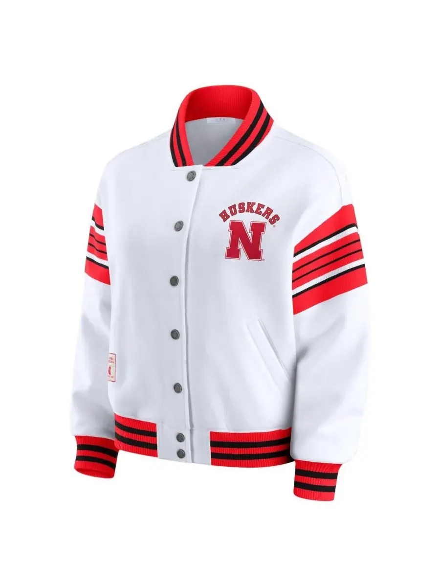 WEAR by Erin Andrews Женская флисовая толстовка-куртка Nebraska Huskers белого/алого цвета с — изображение 2 из 3, белый