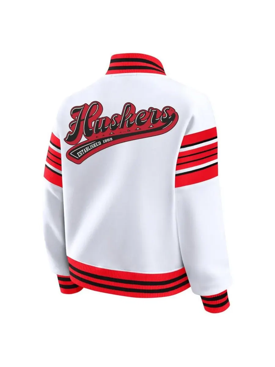 WEAR by Erin Andrews Женская флисовая толстовка-куртка Nebraska Huskers белого/алого цвета с — изображение 3 из 3, белый