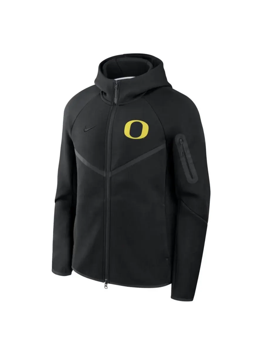 Nike Мужская черная толстовка на молнии с капюшоном Oregon Ducks из технологического флиса — изображение 3 из 3, черный