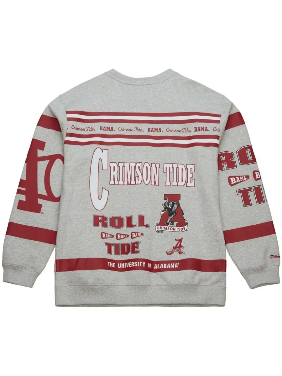 Mitchell & Ness Мужская серая толстовка с принтом "Alabama Crimson Tide" по всей поверхности — изображение 3 из 5, серый