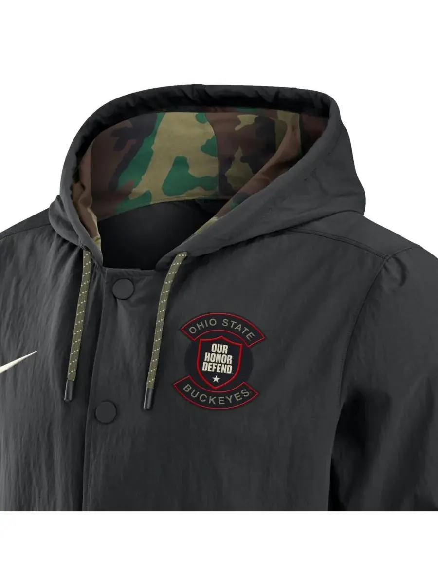 Nike Мужская черная куртка Ohio State Buckeyes 2025 NCAA в знак благодарности военнослужащим, с — изображение 4 из 4, черный