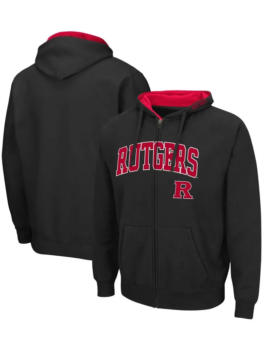 Colosseum Мужская черная толстовка на молнии с логотипом Rutgers Scarlet Knights Arch Logo 3.0 — изображение 1 из 3, черный