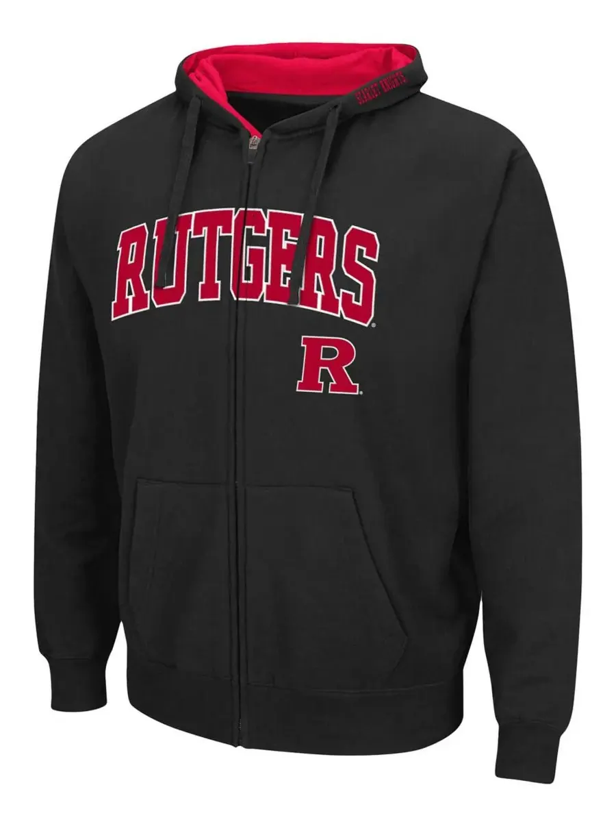 Colosseum Мужская черная толстовка на молнии с логотипом Rutgers Scarlet Knights Arch Logo 3.0 — изображение 3 из 3, черный