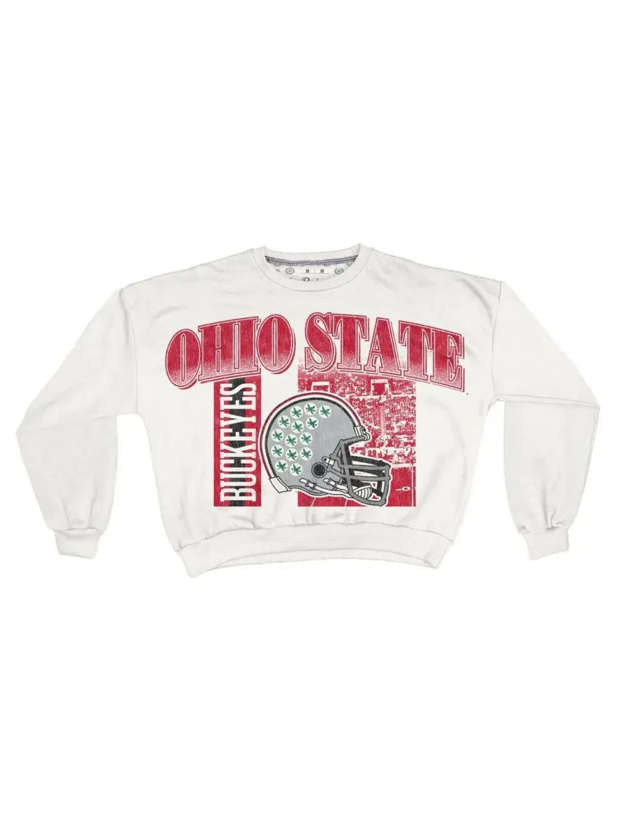 Pressbox Женская белая толстовка оверсайз Janice Retro с изображением команды Ohio State Buckeyes — изображение 2 из 3, белый