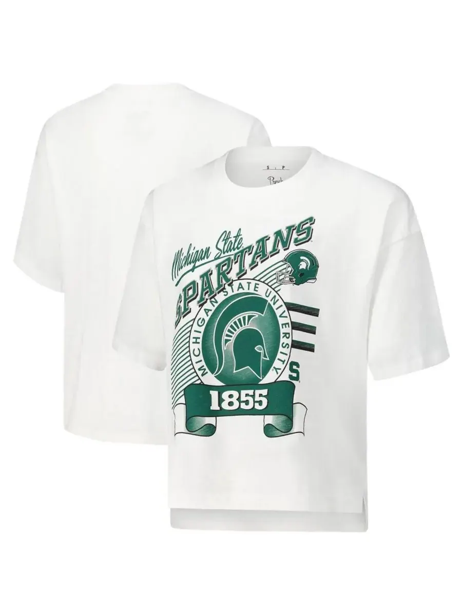 Pressbox Женская белая футболка Michigan State Spartans Rock Roll Slub — изображение 1 из 3, белый