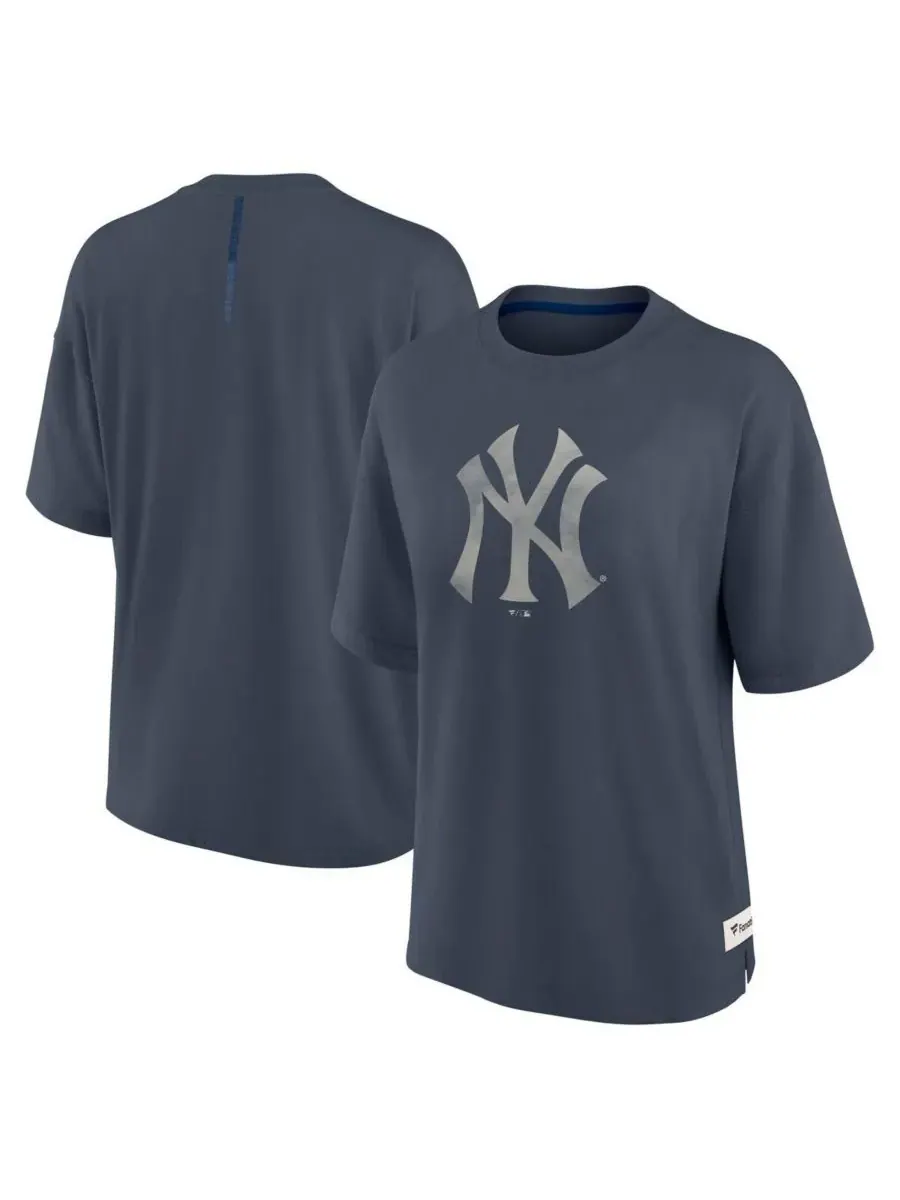 Fanatics Женская синяя футболка New York Yankees Oversized Elements Raw Edge Future Ground — изображение 1 из 3, синий