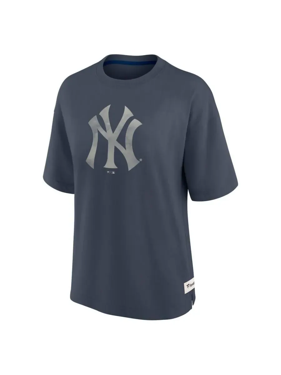Fanatics Женская синяя футболка New York Yankees Oversized Elements Raw Edge Future Ground — изображение 3 из 3, синий