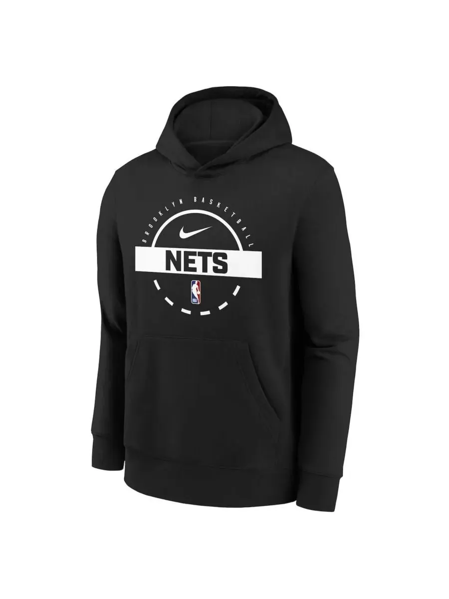 Nike Большая детская толстовка из флиса черного цвета с символикой команды Brooklyn Nets сезона — изображение 3 из 3, черный