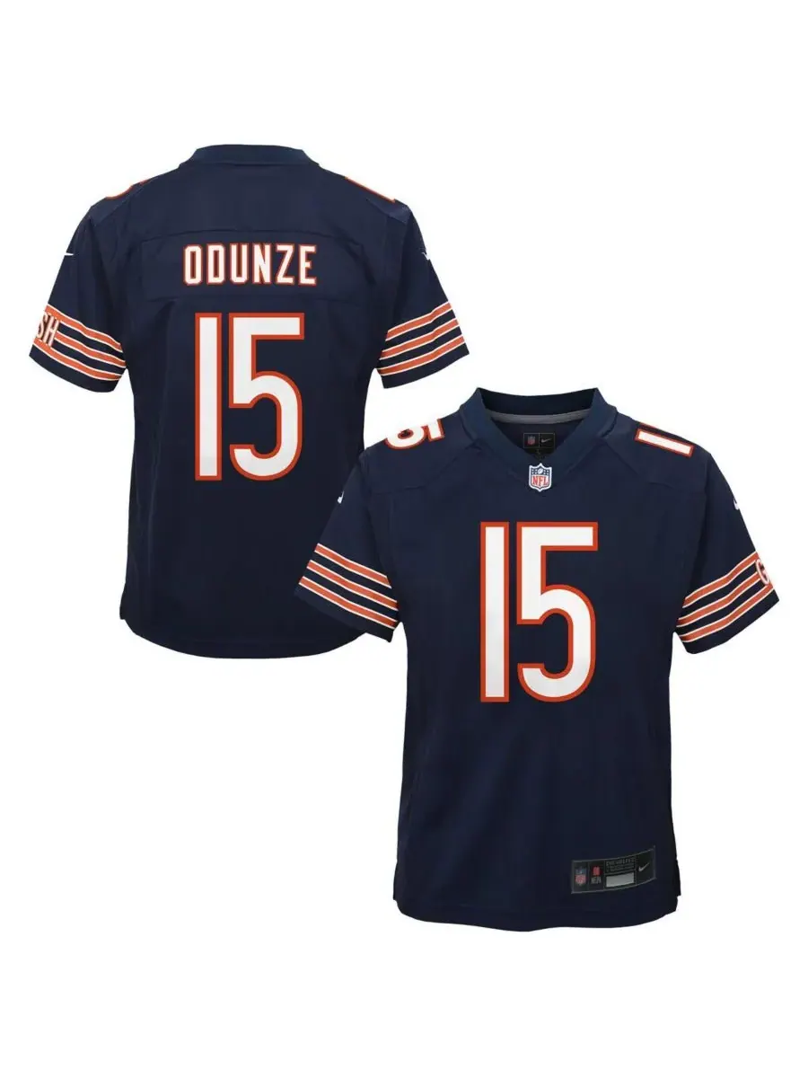 Nike Большая футболка для мальчиков и девочек Rome Odunze Navy Chicago Bears Team Game Jersey — изображение 1 из 3
