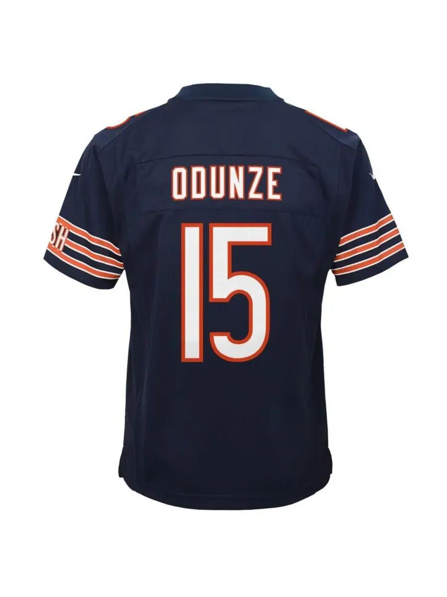 Nike Большая футболка для мальчиков и девочек Rome Odunze Navy Chicago Bears Team Game Jersey — изображение 3 из 3
