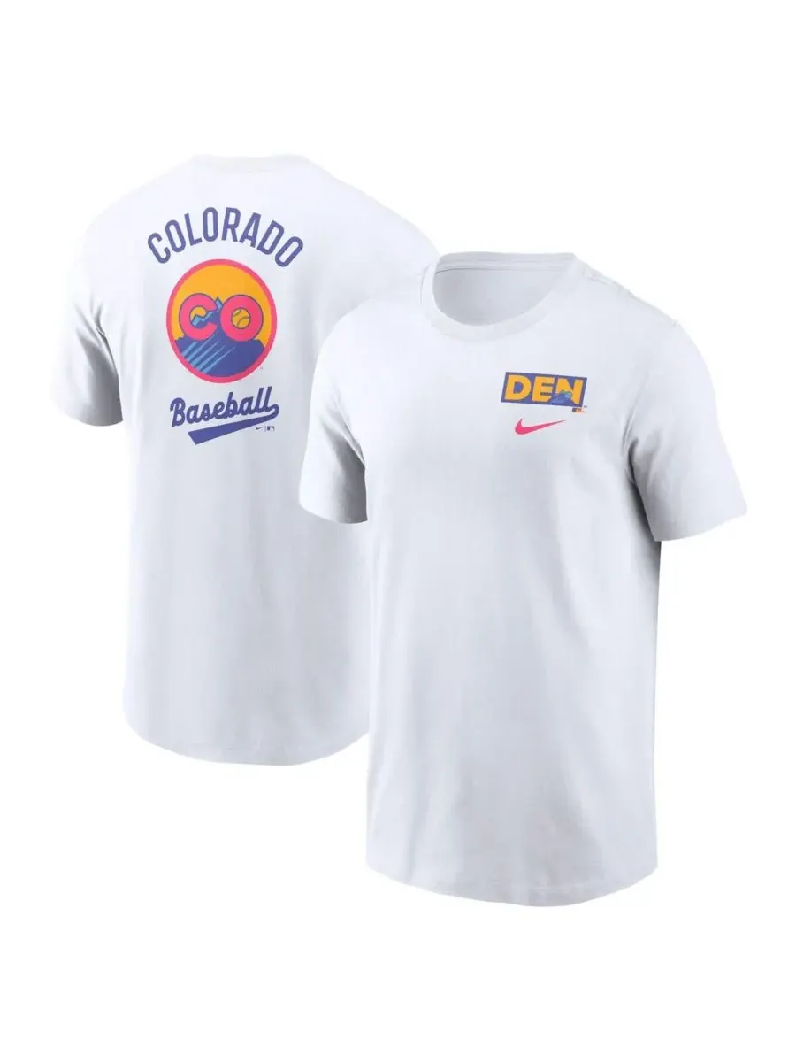 Nike Мужская белая футболка с графическим принтом "Colorado Rockies 2025 City Connect" — изображение 1 из 3, белый