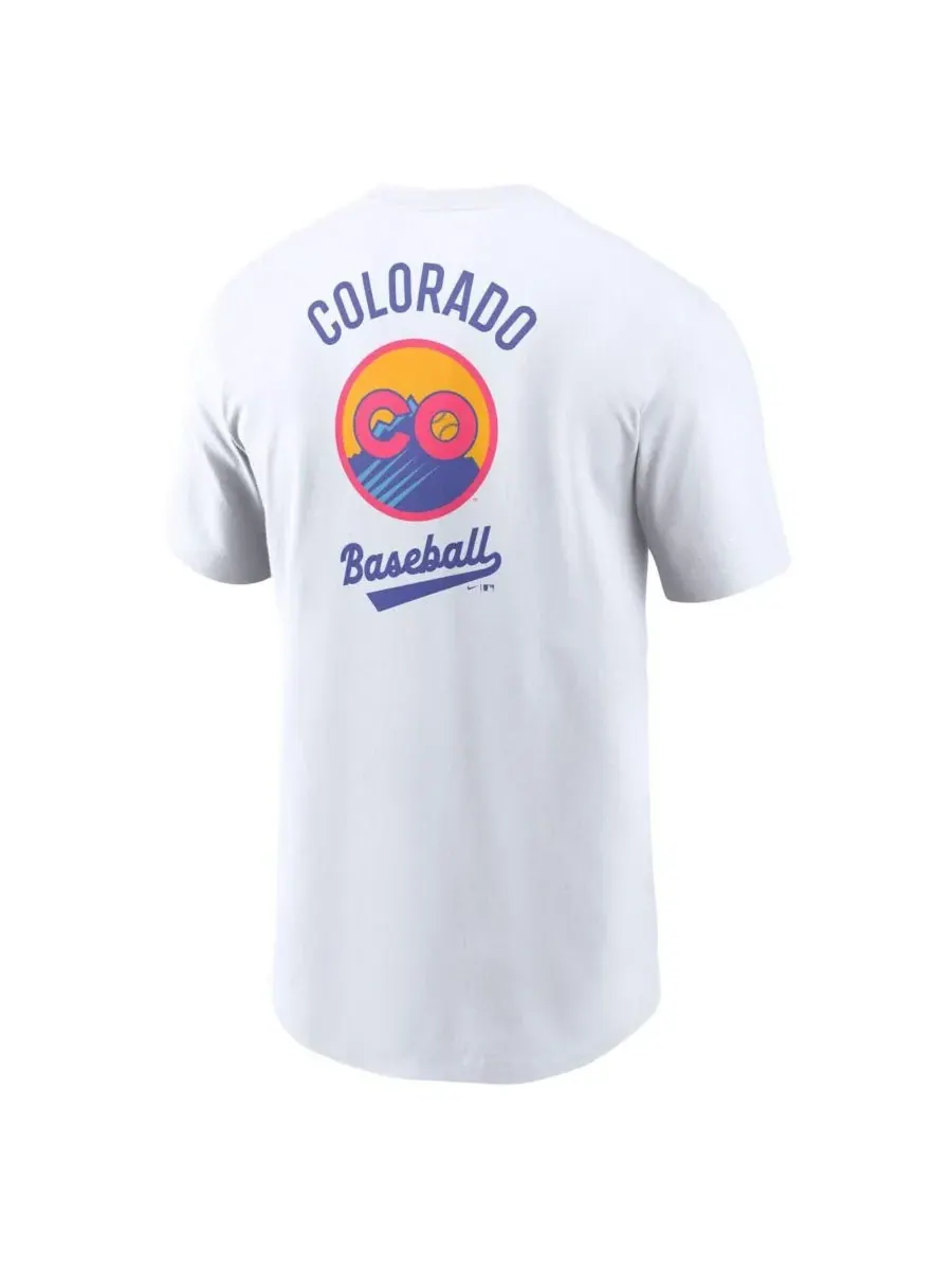 Nike Мужская белая футболка с графическим принтом "Colorado Rockies 2025 City Connect" — изображение 3 из 3, белый