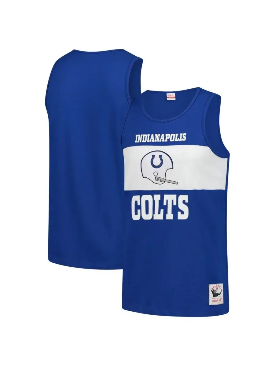 Мужская майка Royal Indianapolis Colts в стиле ретро с цветными блоками Mitchell & Ness — изображение 1 из 3, королевский