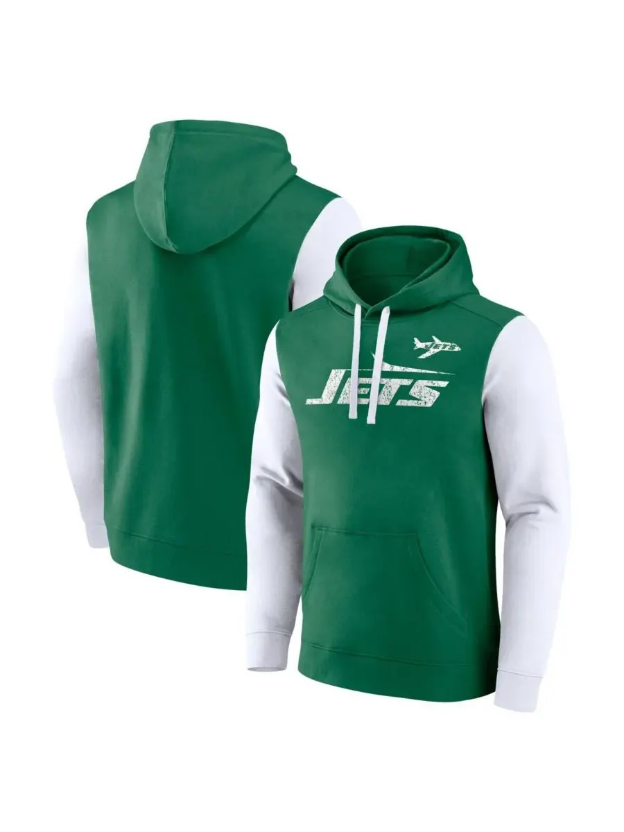 Fanatics Мужская флисовая толстовка с капюшоном New York Jets ярко-зеленого цвета — изображение 1 из 3, зеленый