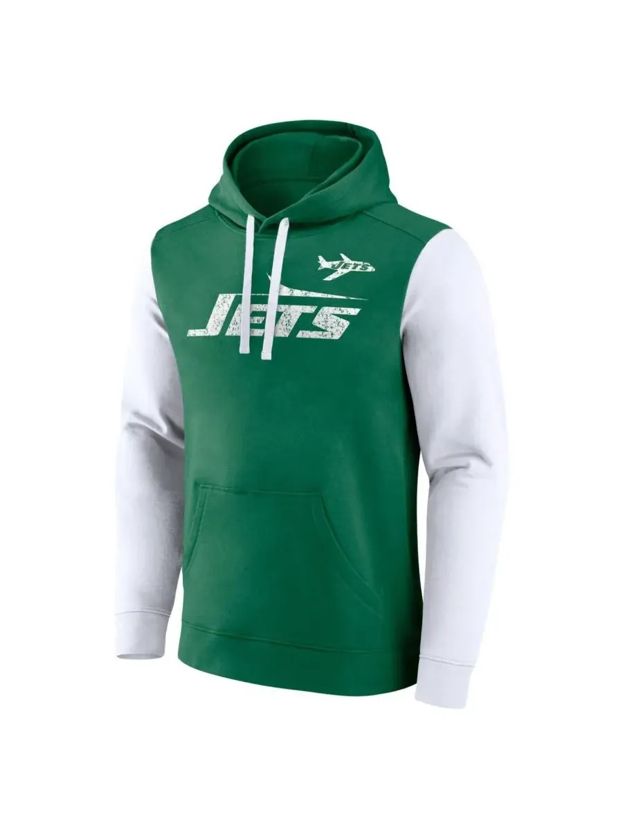 Fanatics Мужская флисовая толстовка с капюшоном New York Jets ярко-зеленого цвета — изображение 2 из 3, зеленый
