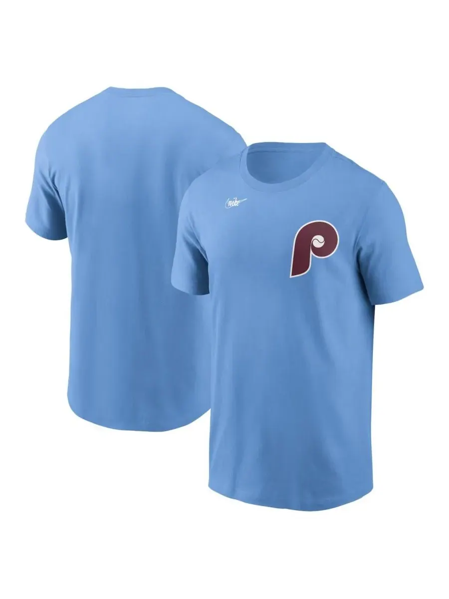 Мужская легкая футболка с логотипом Philadelphia Phillies Cooperstown Nike — изображение 1 из 3, светлый синий