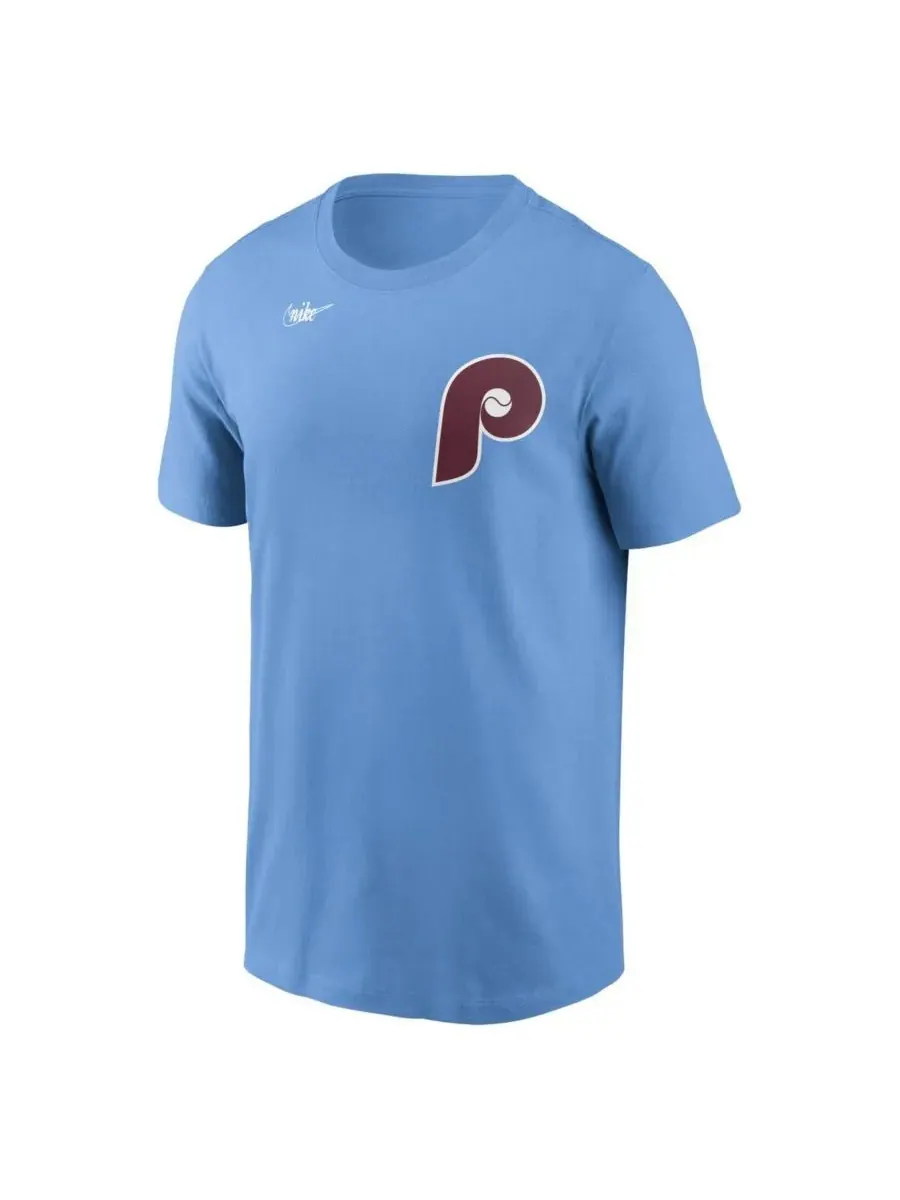 Мужская легкая футболка с логотипом Philadelphia Phillies Cooperstown Nike — изображение 2 из 3, светлый синий