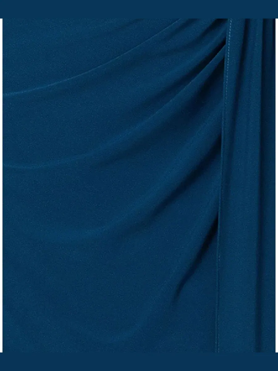 Платье длинное с драпировкой по боку Mock Neck Ruched Dress Betsy & Adam, Mallard — изображение 5 из 6