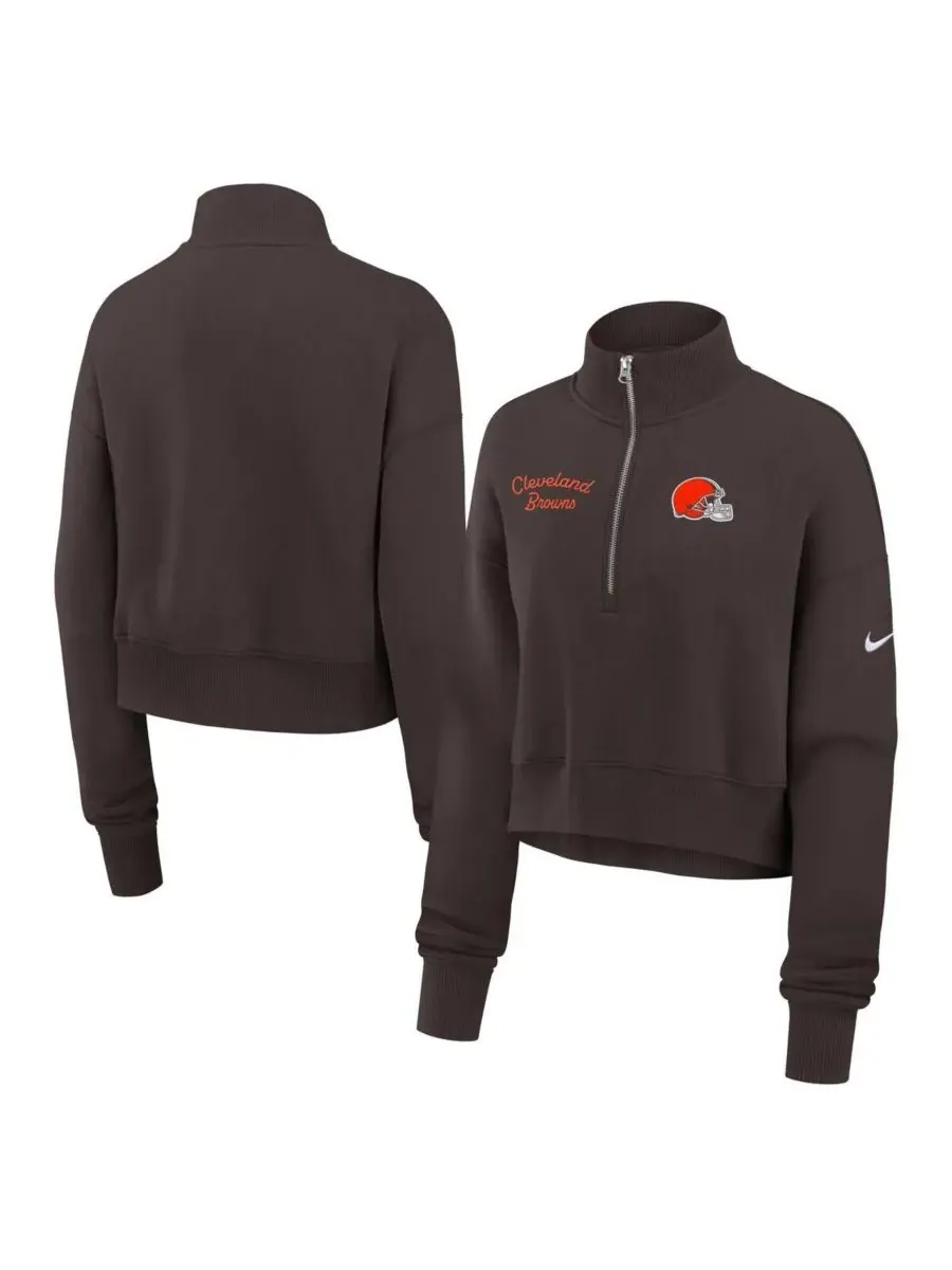 Nike Женская коричневая толстовка Cleveland Browns Primetime Phoenix с половинной молнией — изображение 1 из 2, коричневый