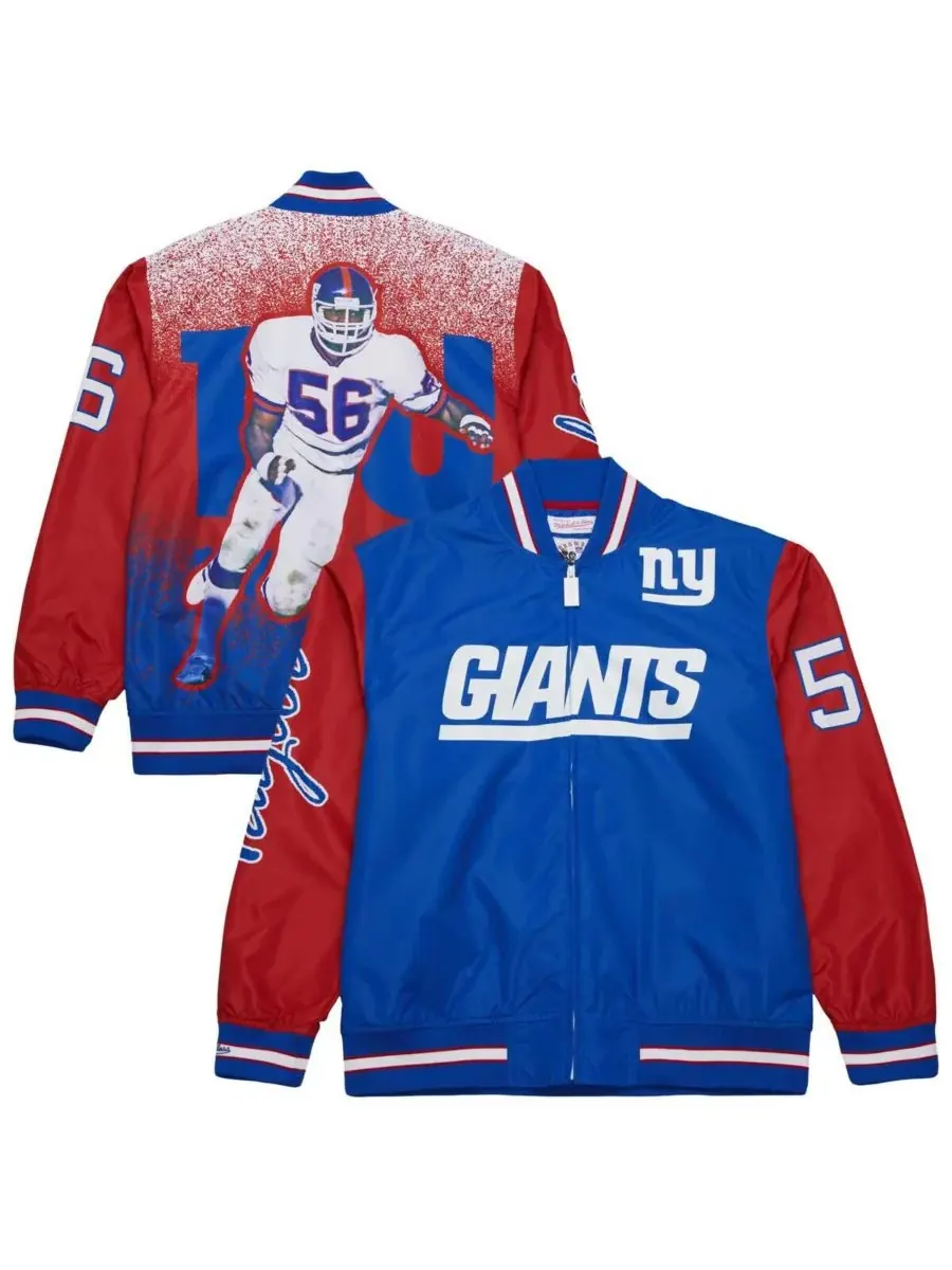 Мужская атласная куртка Lawrence Taylor Royal New York Giants с принтом, посвященным бывшему игроку — изображение 1 из 5