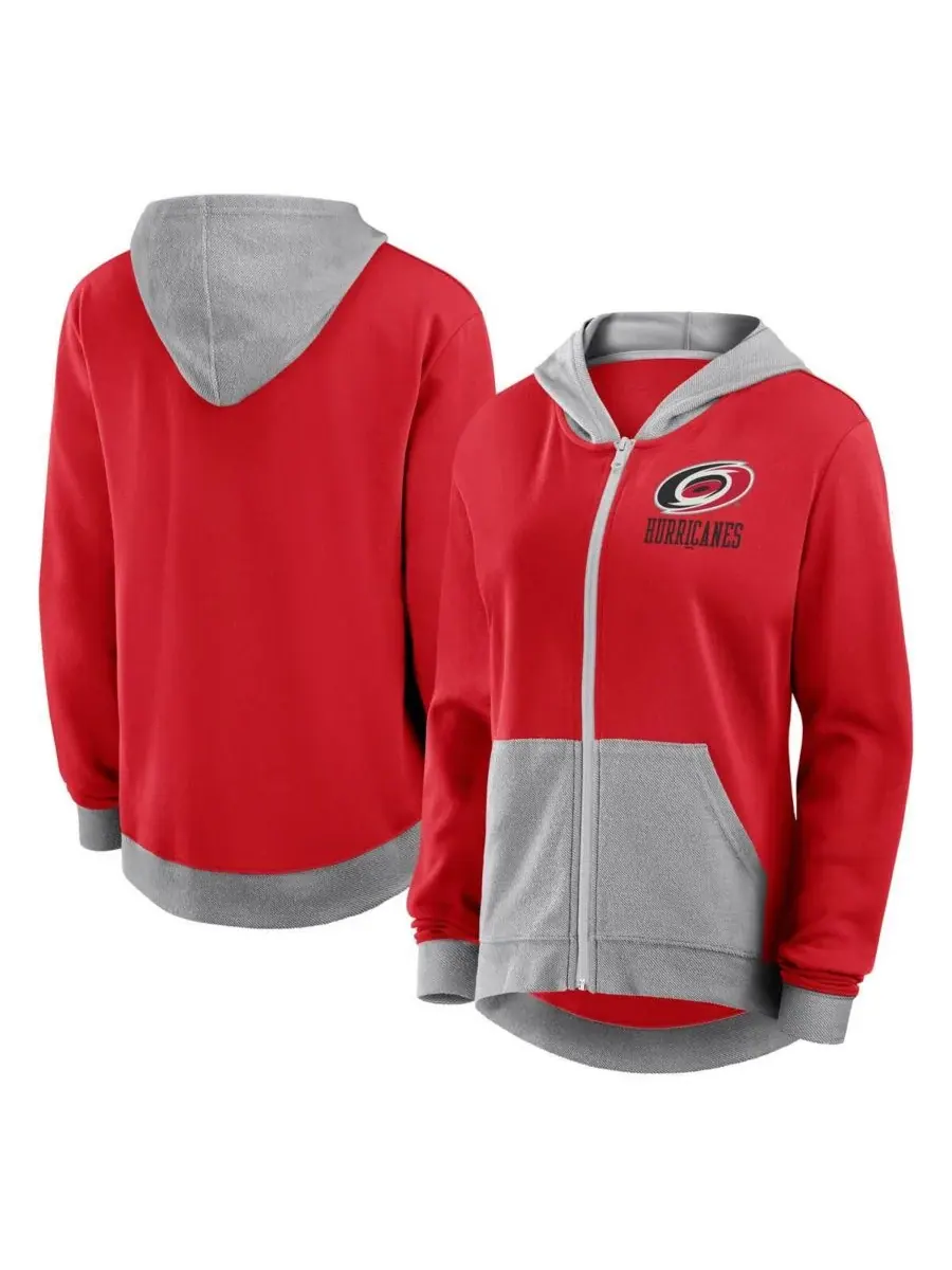 Logo Athletic Женская красная толстовка на молнии Carolina Hurricanes Hit It French Terry — изображение 1 из 3, красный