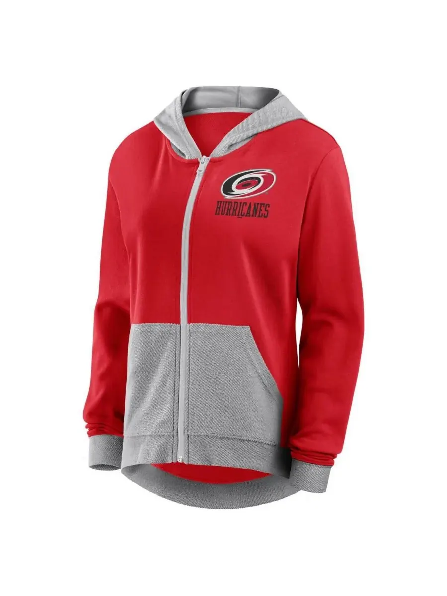 Logo Athletic Женская красная толстовка на молнии Carolina Hurricanes Hit It French Terry — изображение 3 из 3, красный