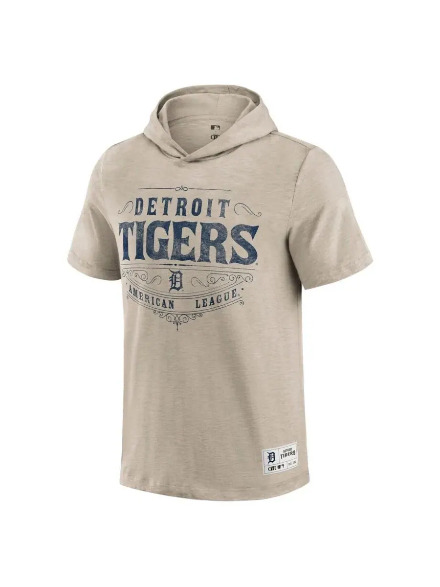Fanatics Мужская футболка с капюшоном Detroit Tigers бежевого цвета — изображение 3 из 3, бежевый