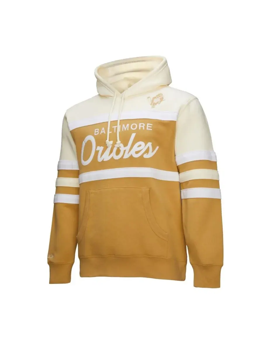 Mitchell & Ness Мужская толстовка с капюшоном в бежево-кремовом цвете с изображением главного — изображение 3 из 3