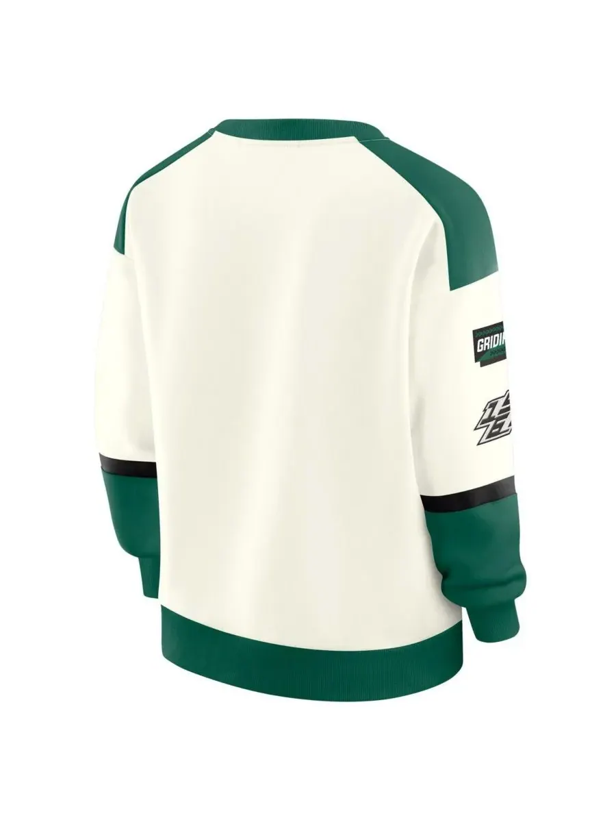 WEAR by Erin Andrews Женская кремовая толстовка с V-образным вырезом New York Jets Racing Crew — изображение 2 из 3, бежевый