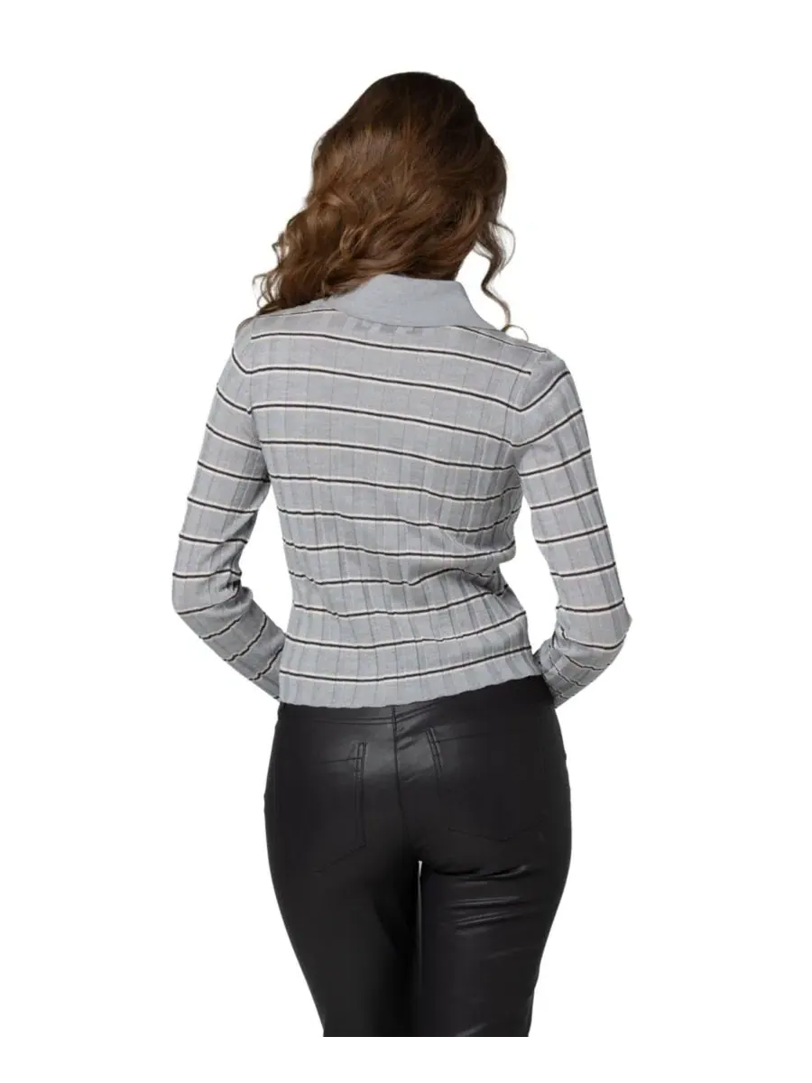 Женский топ-поло из полосатого трикотажа Second Date Knit Stripe Polo BLANK NYC — изображение 5 из 5
