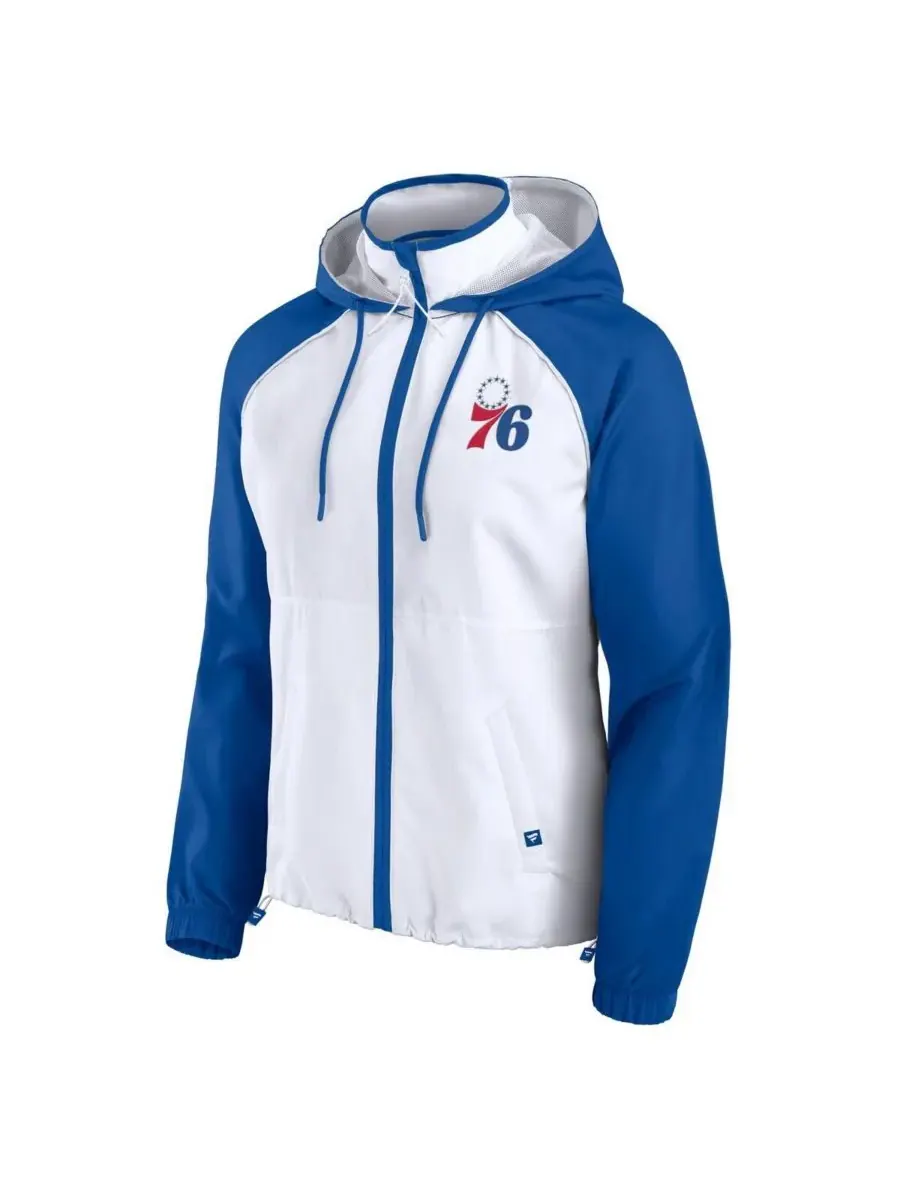 Fanatics Женская белая/королевская расцветка анорак Philadelphia 76ers с рукавами реглан и — изображение 2 из 3, белый