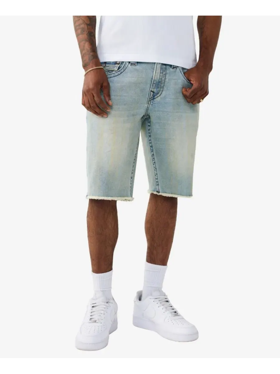 Мужские шорты Ricky с прямой строчкой и бахромой True Religion, Pollen Bleach Light Wash — изображение 1 из 3