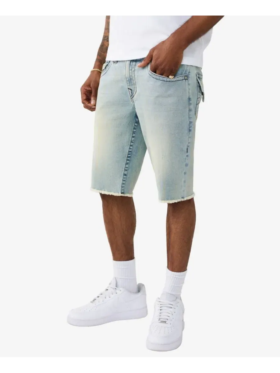 Мужские шорты Ricky с прямой строчкой и бахромой True Religion, Pollen Bleach Light Wash — изображение 2 из 3