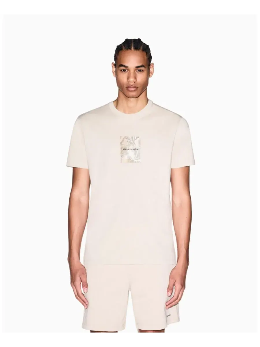 Мужская футболка IBIZA X с принтом в виде листьев и коробок A|X Armani Exchange — изображение 2 из 5