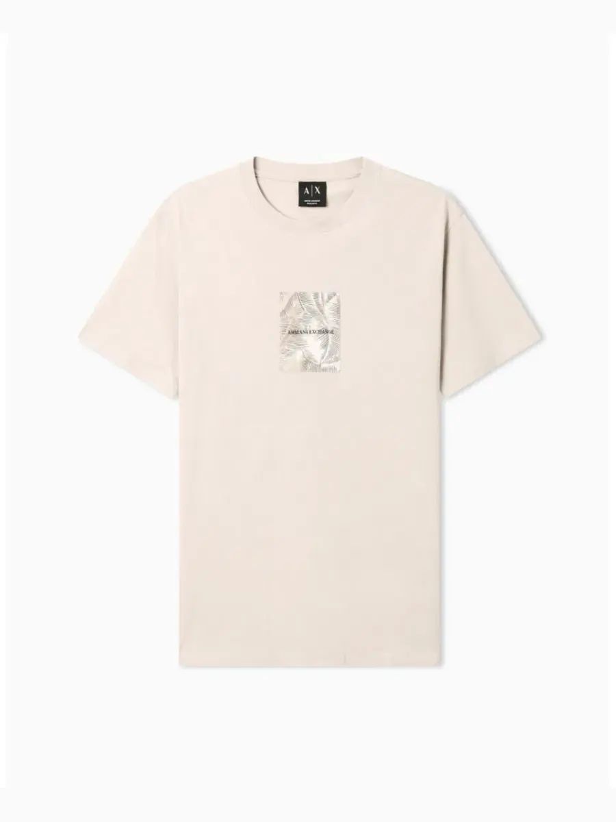 Мужская футболка IBIZA X с принтом в виде листьев и коробок A|X Armani Exchange — изображение 3 из 5