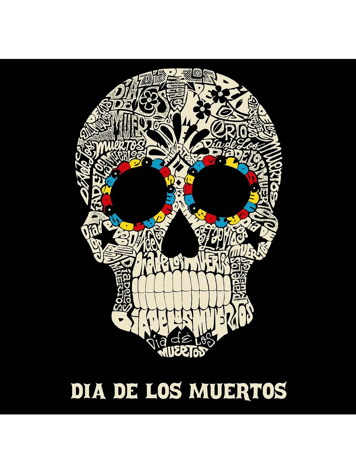 Мужская футболка премиум-класса word art - dia de los muertos LA Pop Art — изображение 2 из 2, черный