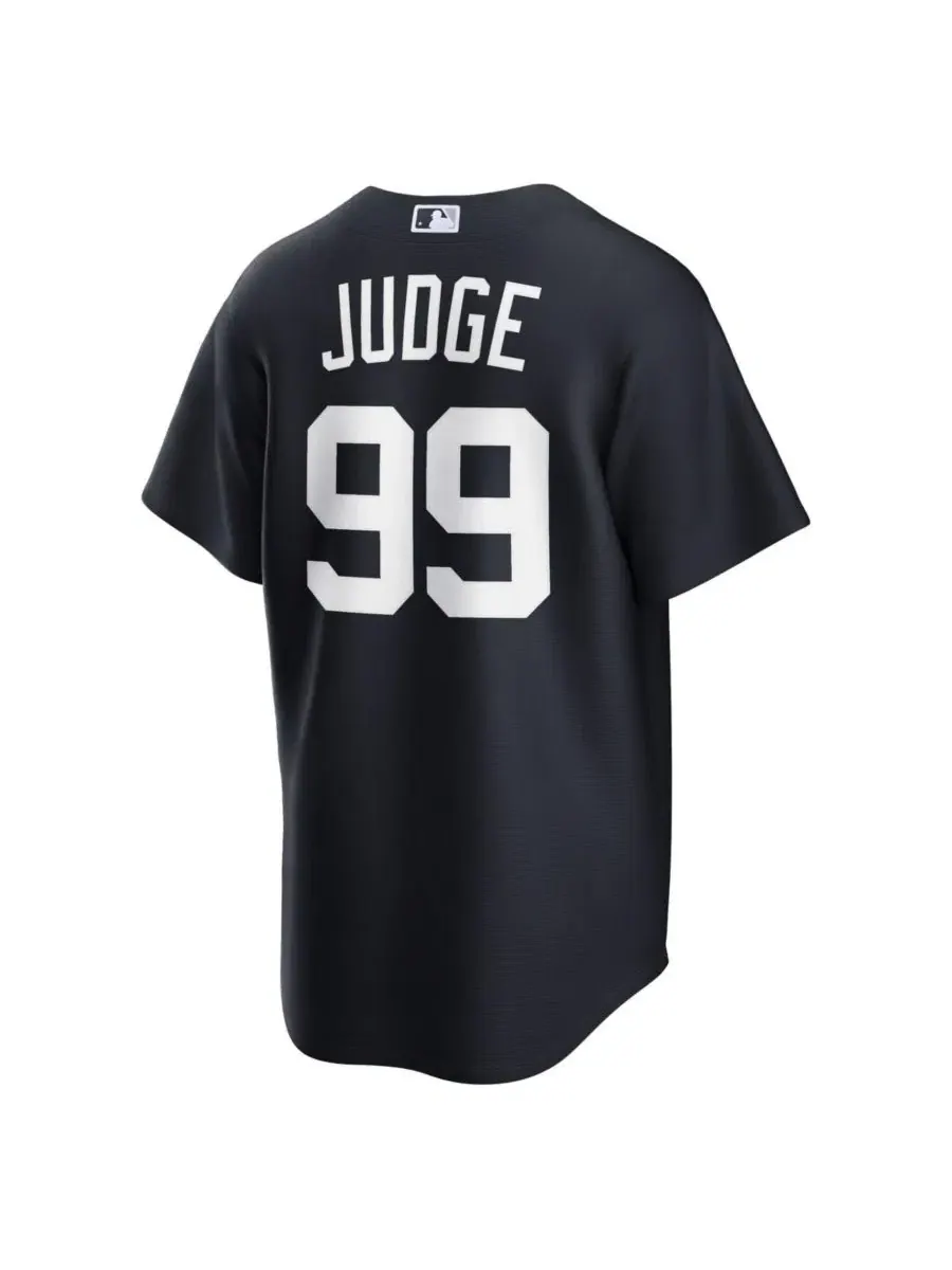 Мужская реплика джерси Nike New York Yankees Aaron Judge, с коротким рукавом — изображение 3 из 3, темно-синий белый
