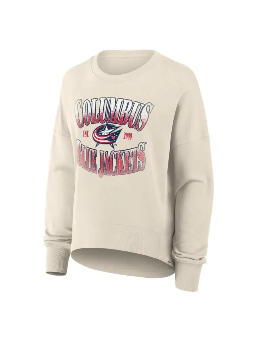 Женский свитшот оверсайз с принтом Slice Columbus Blue Jackets Fanatics — изображение 2 из 3, бежевый
