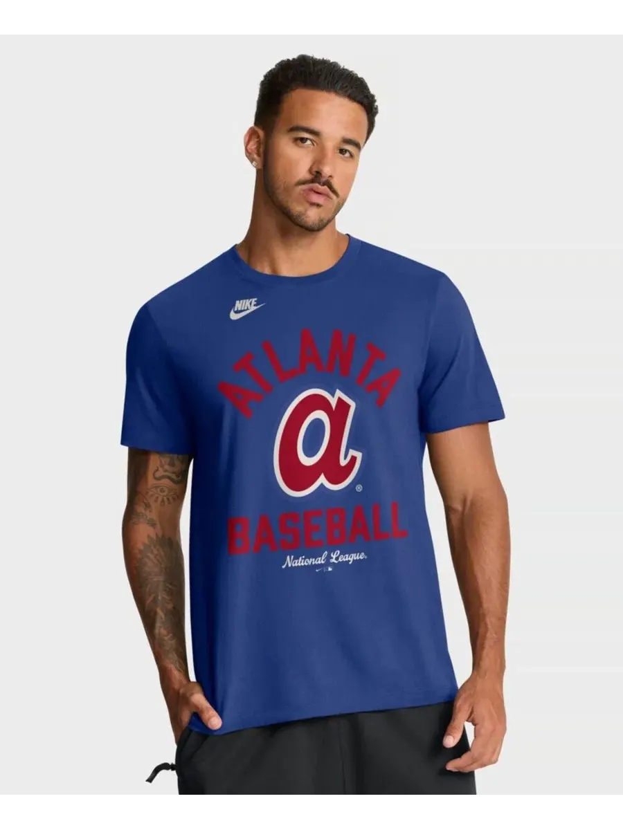 Футболка с принтом Atlanta Braves Cooperstown Collection Nike — изображение 1 из 4, королевский
