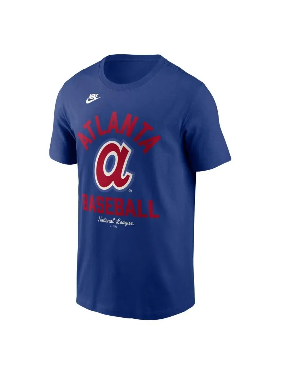 Футболка с принтом Atlanta Braves Cooperstown Collection Nike — изображение 2 из 4, королевский